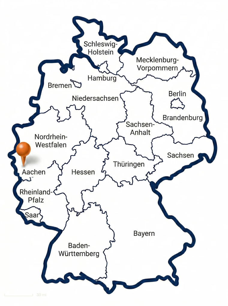 Karte des Einsatzgebiets rund um Aachen